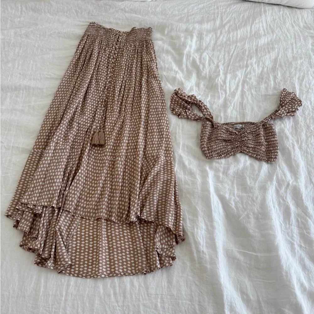 Tiare Hawaii Brown Dakota Skirt and Hollie Crop Top Set - Picture 1 of 7